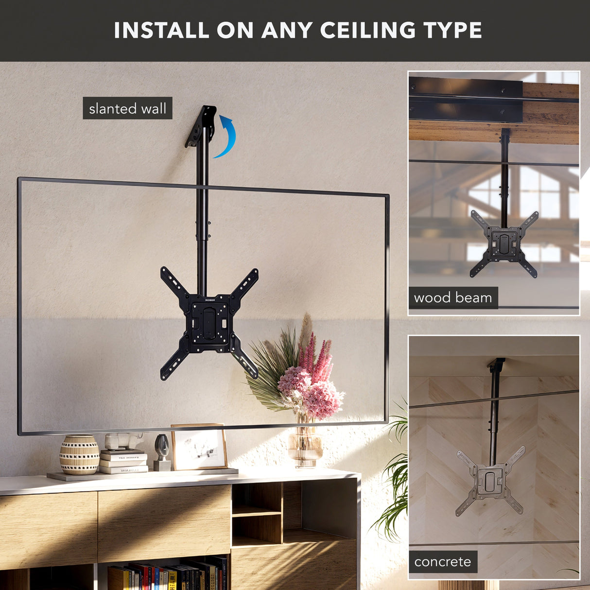 TV Mount - Full Motion Height Adjustable Ceiling TV Mount - Mount-It! - MI-511
