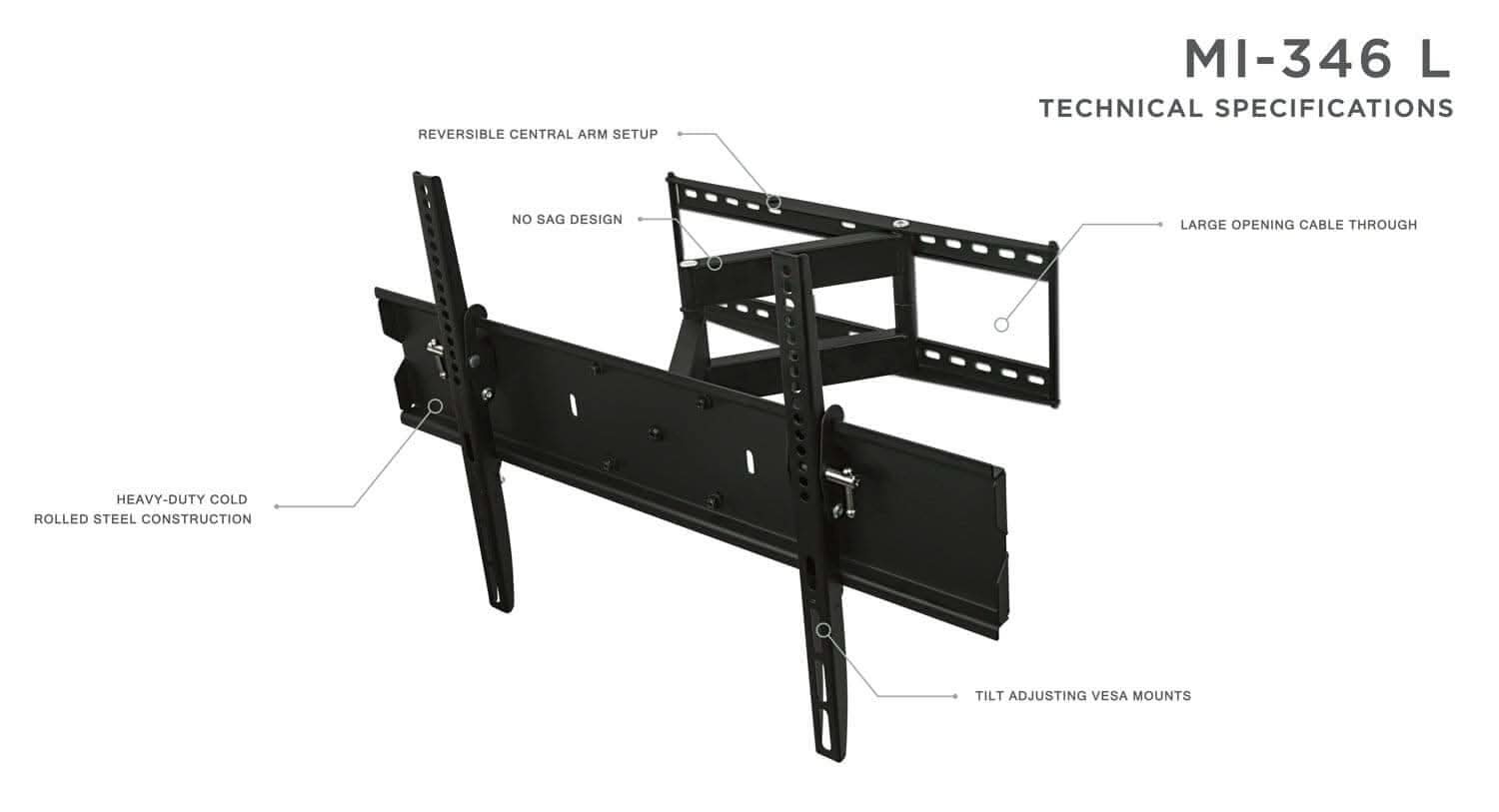 Mount-It! Full-Motion High Weight Capacity TV Mount for 24" to 65" TVs | holds up to 110 lbs | MI-346L - Thumbnail 3