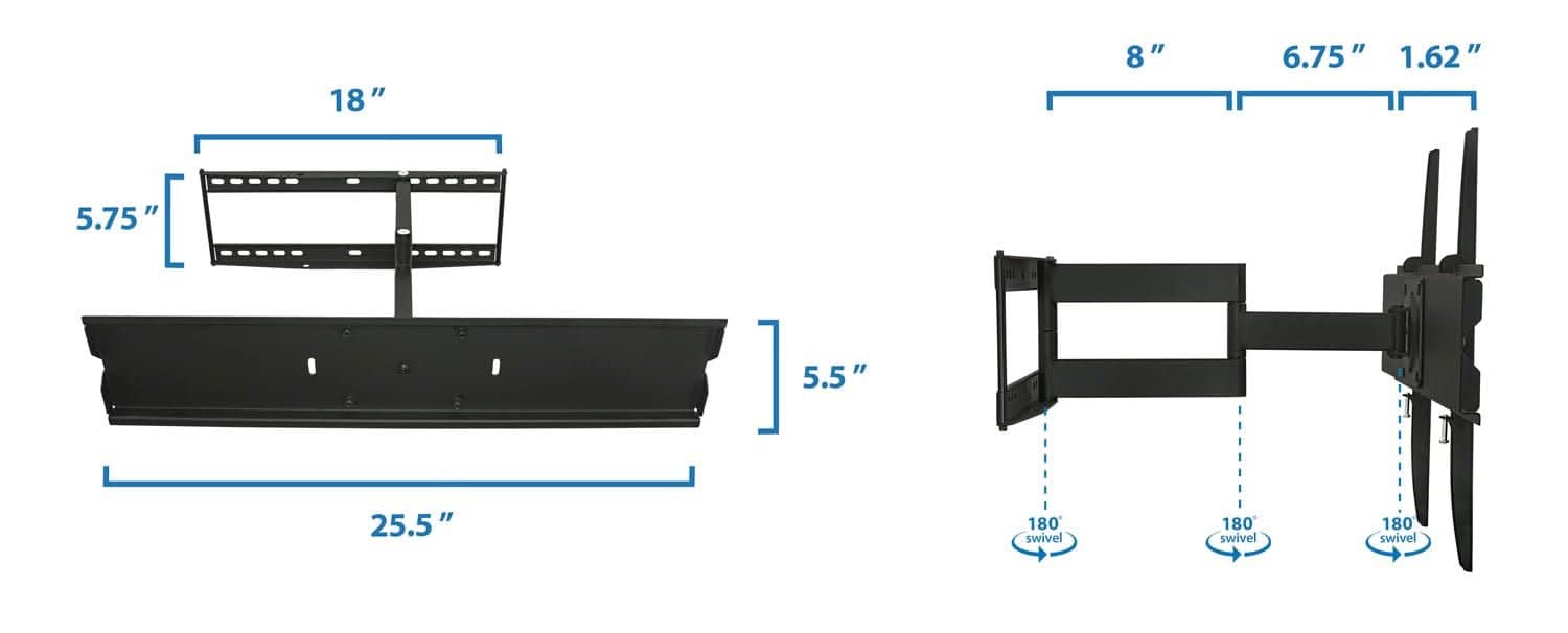 Mount-It! Full-Motion High Weight Capacity TV Mount for 24" to 65" TVs | holds up to 110 lbs | MI-346L
