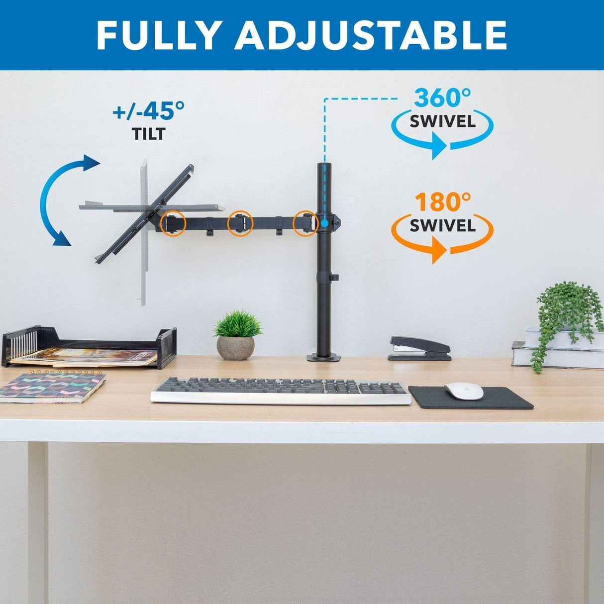 Laptop Mount - Full Motion Laptop Desk Mount with Cooling Tray - Mount-It! - MI-7352LT