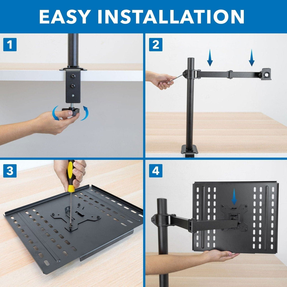 Laptop Mount - Full Motion Laptop Desk Mount with Cooling Tray - Mount-It! - MI-7352LT