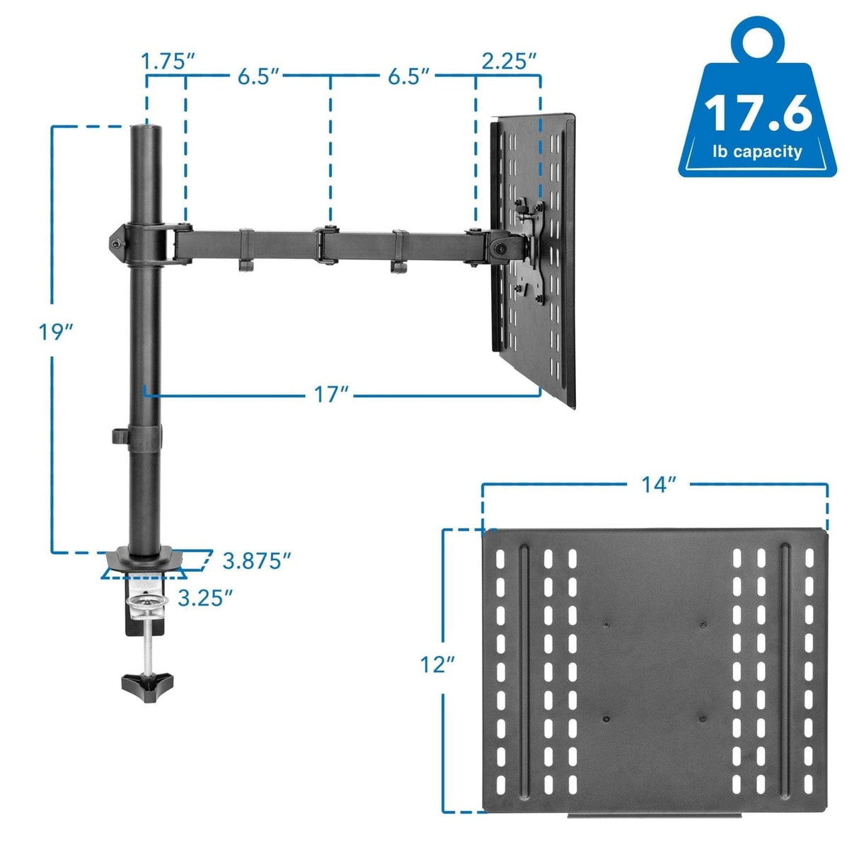 Laptop Mount - Full Motion Laptop Desk Mount with Cooling Tray - Mount-It! - MI-7352LT