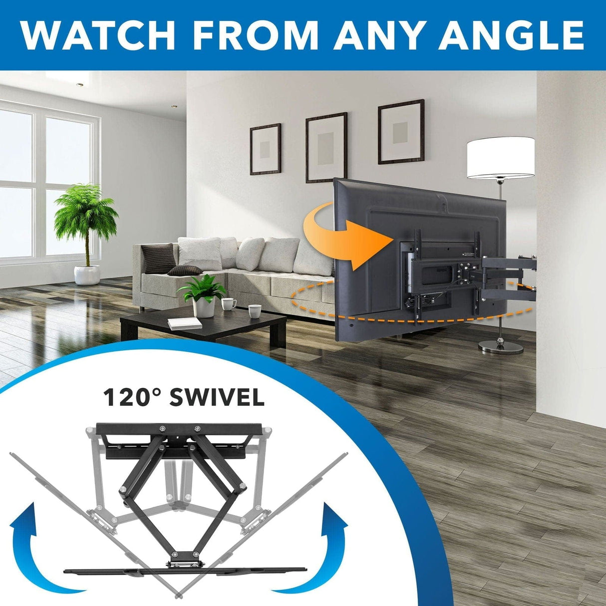TV Mount - Full Motion Outdoor TV Wall Mount - Mount-It! - MI-396