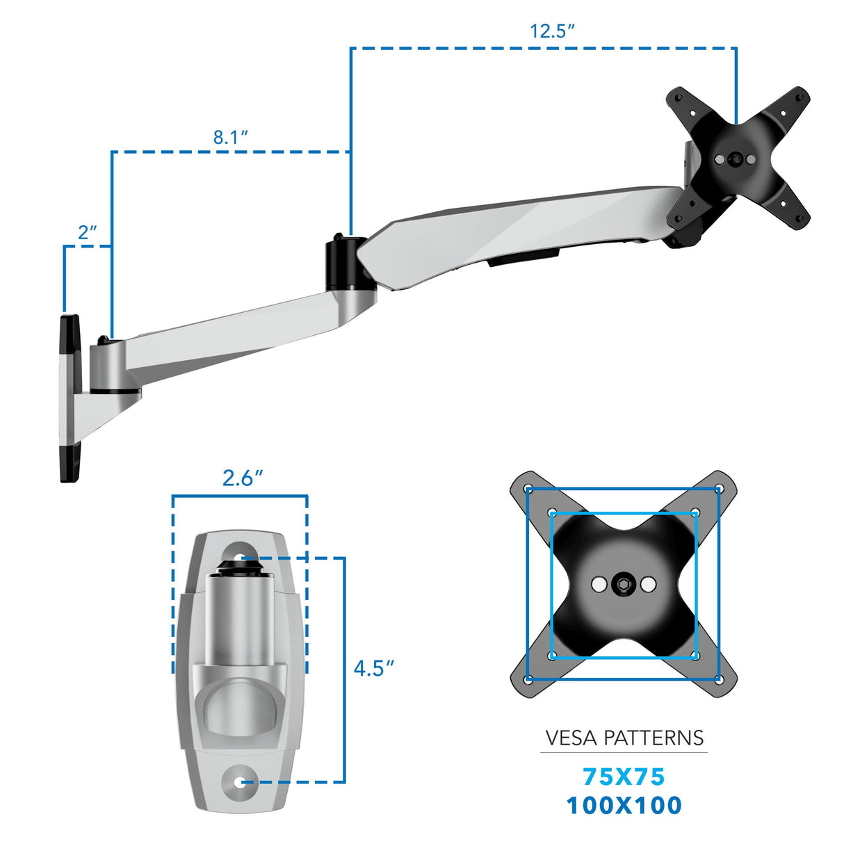 Monitor Mount - Full Motion Single Monitor Wall Mount with Gas Spring Arm - Mount-It! -