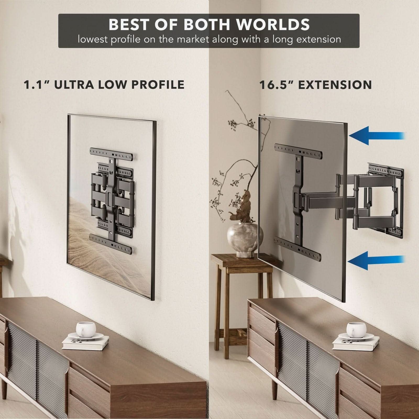 Mount-It! Full Motion TV Wall Mount with Ultra-Slim Profile for 43" to 90" TVs | holds up to 132 lbs | MI-309 - Thumbnail 2