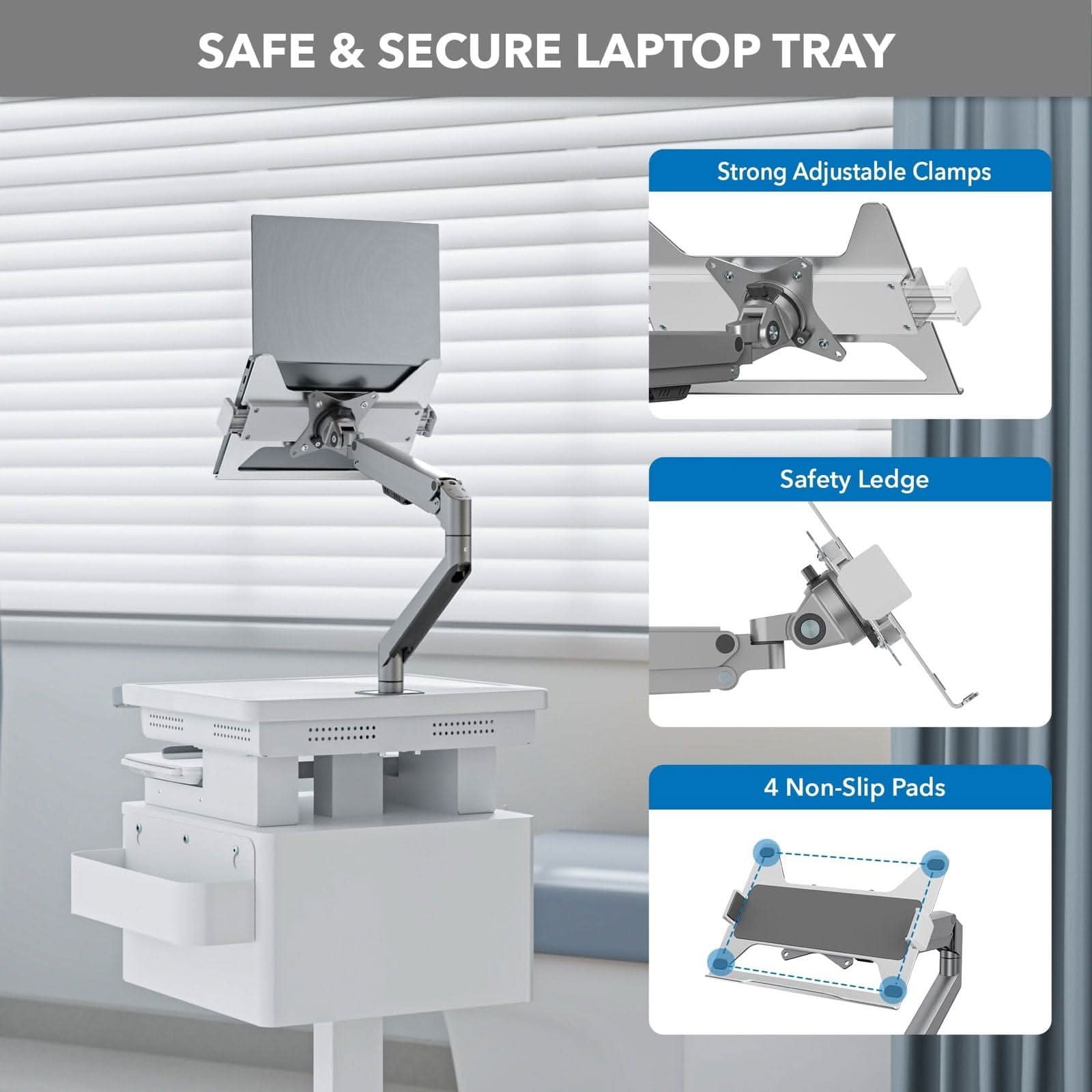 Gas Spring Laptop Arm for MedHub Mobile Workstations - Mount-It!