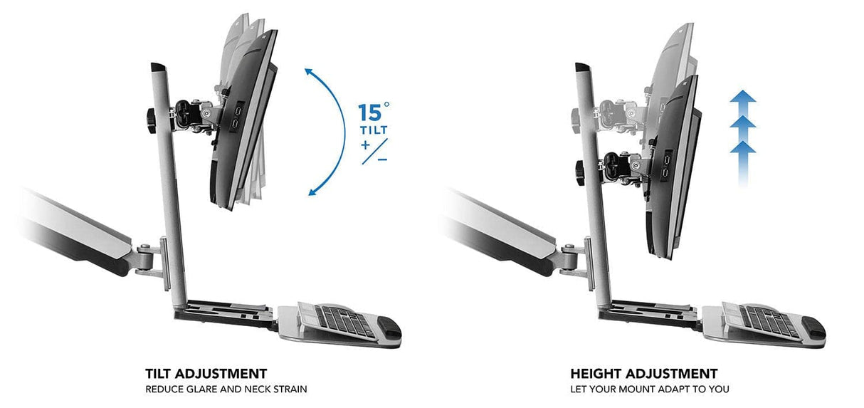 Grey Desk Converters - Dual Monitor Stand Up Workstation - Mount-It! - MI-7904
