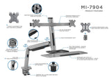 Grey Desk Converters - Dual Monitor Stand Up Workstation - Mount-It! - MI-7904