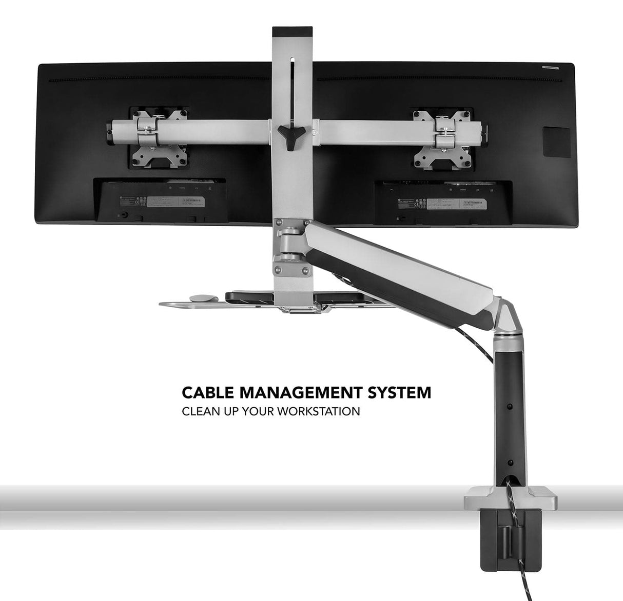 Grey Desk Converters - Dual Monitor Stand Up Workstation - Mount-It! - MI-7904