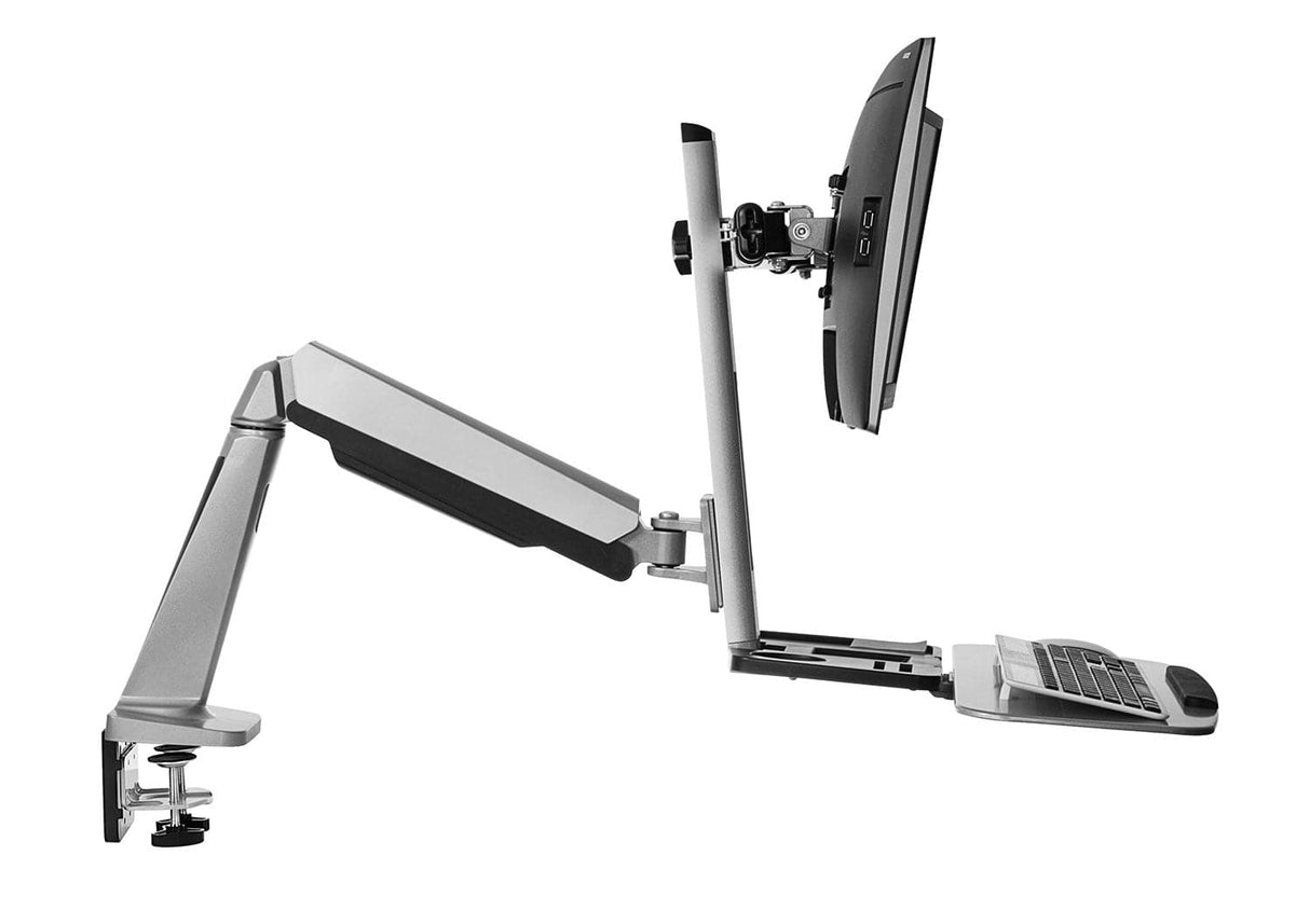 Grey Desk Converters - Dual Monitor Stand Up Workstation - Mount-It! - MI-7904