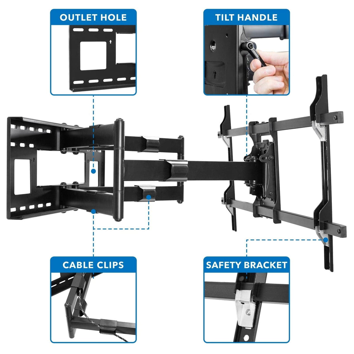 TV Mount - Heavy Duty Dual Arm TV Wall Mount with Extra Long Extension - Mount-It! - MI-392