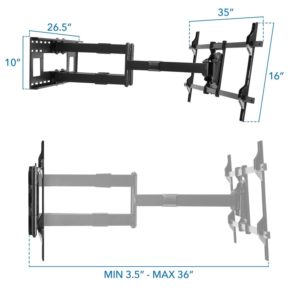 TV Mount - Heavy Duty Dual Arm TV Wall Mount with Extra Long Extension - Mount-It! - MI-392