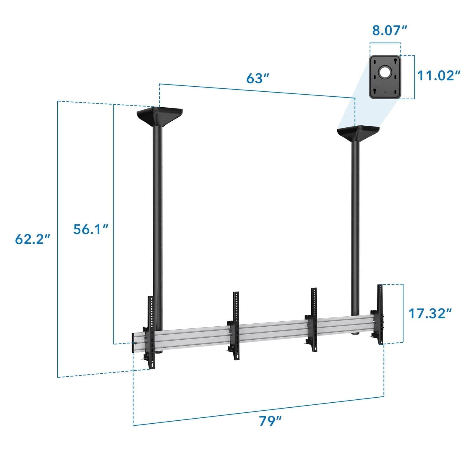 Mount-It! Heavy-Duty Dual TV Ceiling Mount - Thumbnail 4