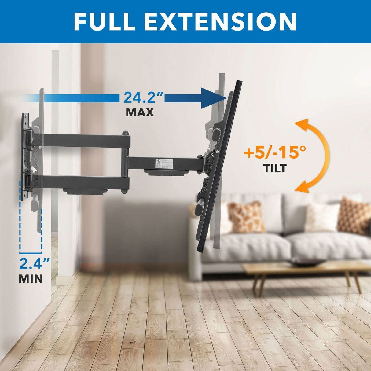 TV Mount - Heavy Duty Full Motion TV Wall Mount - Mount-It! - MI-14003