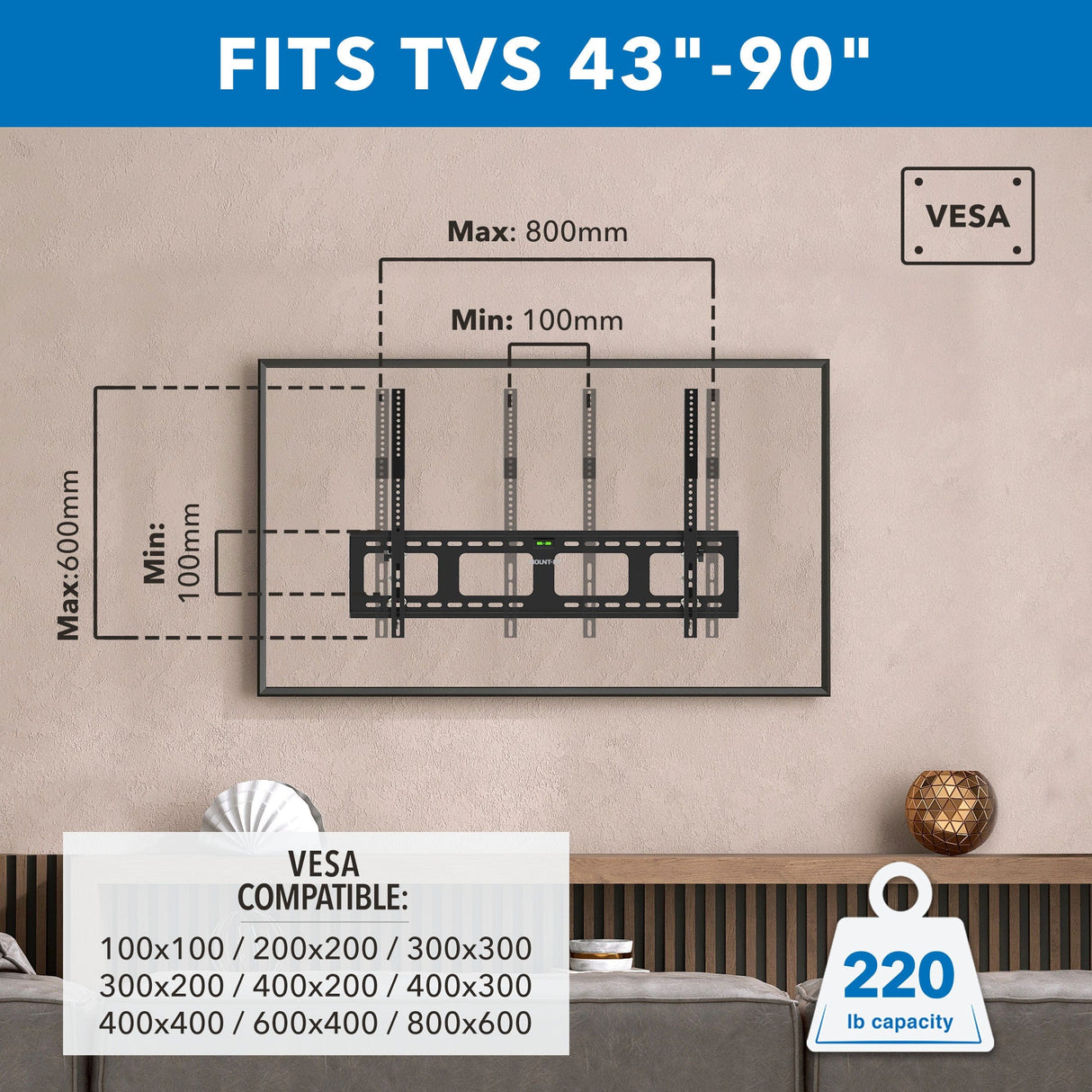 TV Mount - Heavy-Duty Tilt TV Wall Mount - Mount-It! - MI-318L