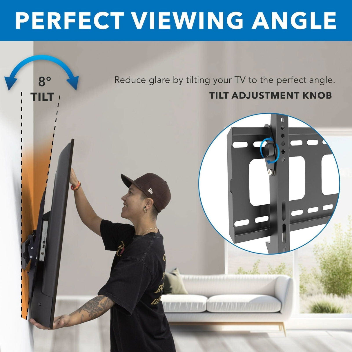 TV Mount - Heavy-Duty Tilt TV Wall Mount with Low Profile - Mount-It! - MI-318B