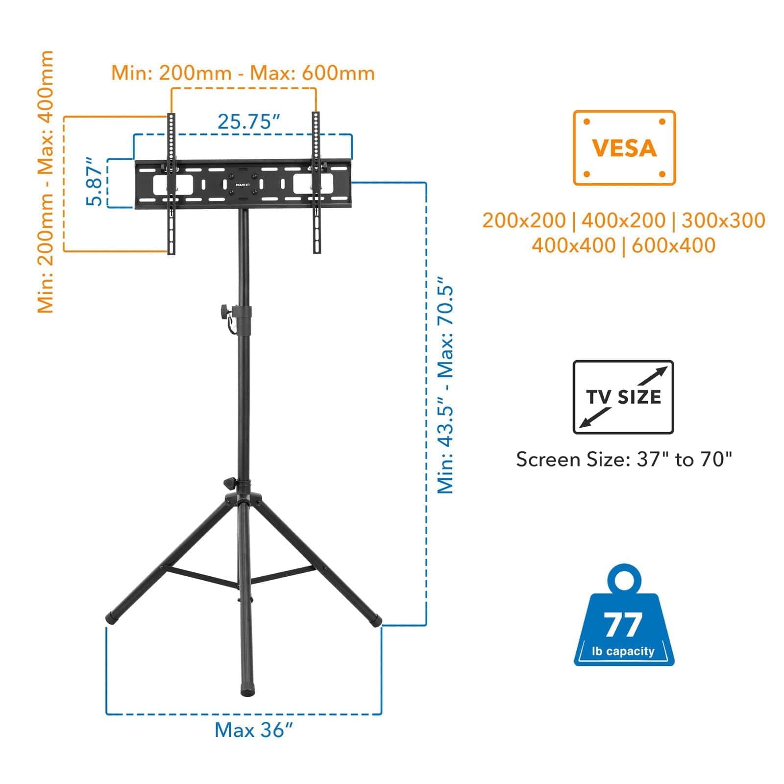 Mount-It! Tripod TV Stand MI-874 - Thumbnail 2