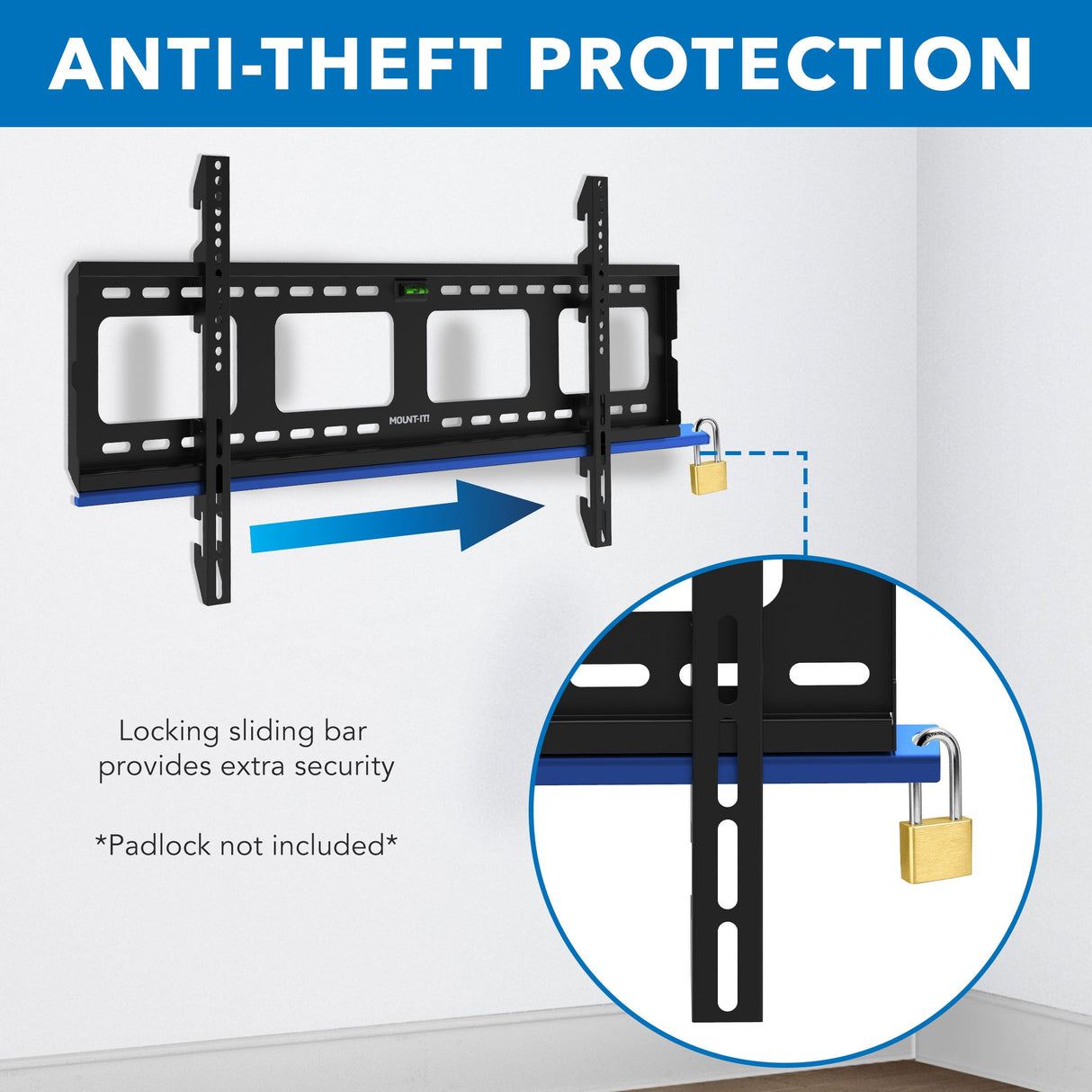TV Mount - Heavy-Duty Ultra Low Profile TV Wall Mount with Locking Feature - Mount-It! - MI-305L