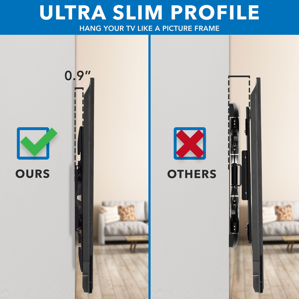 TV Mount - Heavy-Duty Ultra Low Profile TV Wall Mount with Locking Feature - Mount-It! - MI-305L
