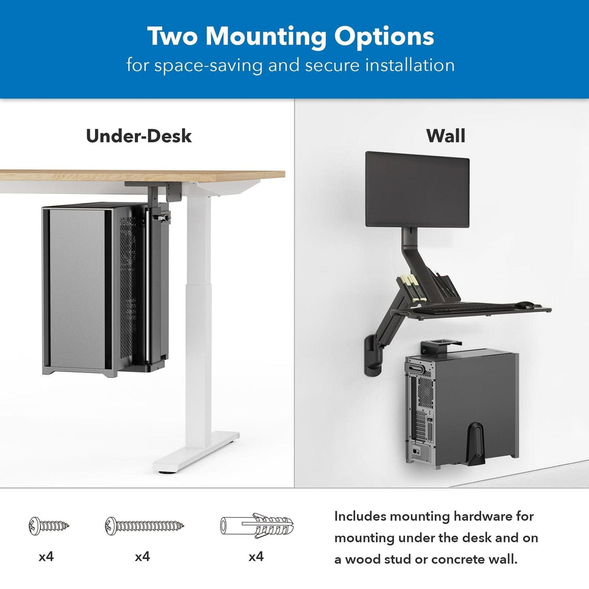 CPU Holder - Heavy-Duty Under Desk / Wall CPU Mount - Mount-It! - MI-7171