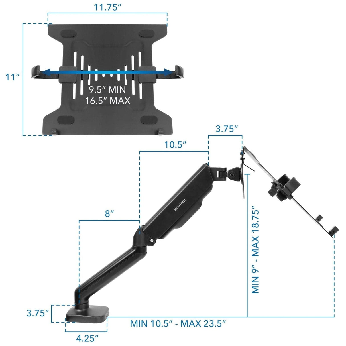 Laptop Mount - Height Adjustable Laptop Desk Mount - Mount-It! - MI-6352LT