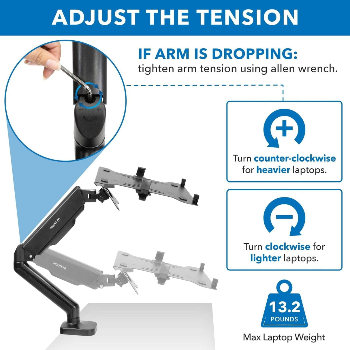 Laptop Mount - Height Adjustable Laptop Desk Mount - Mount-It! - MI-6352LT