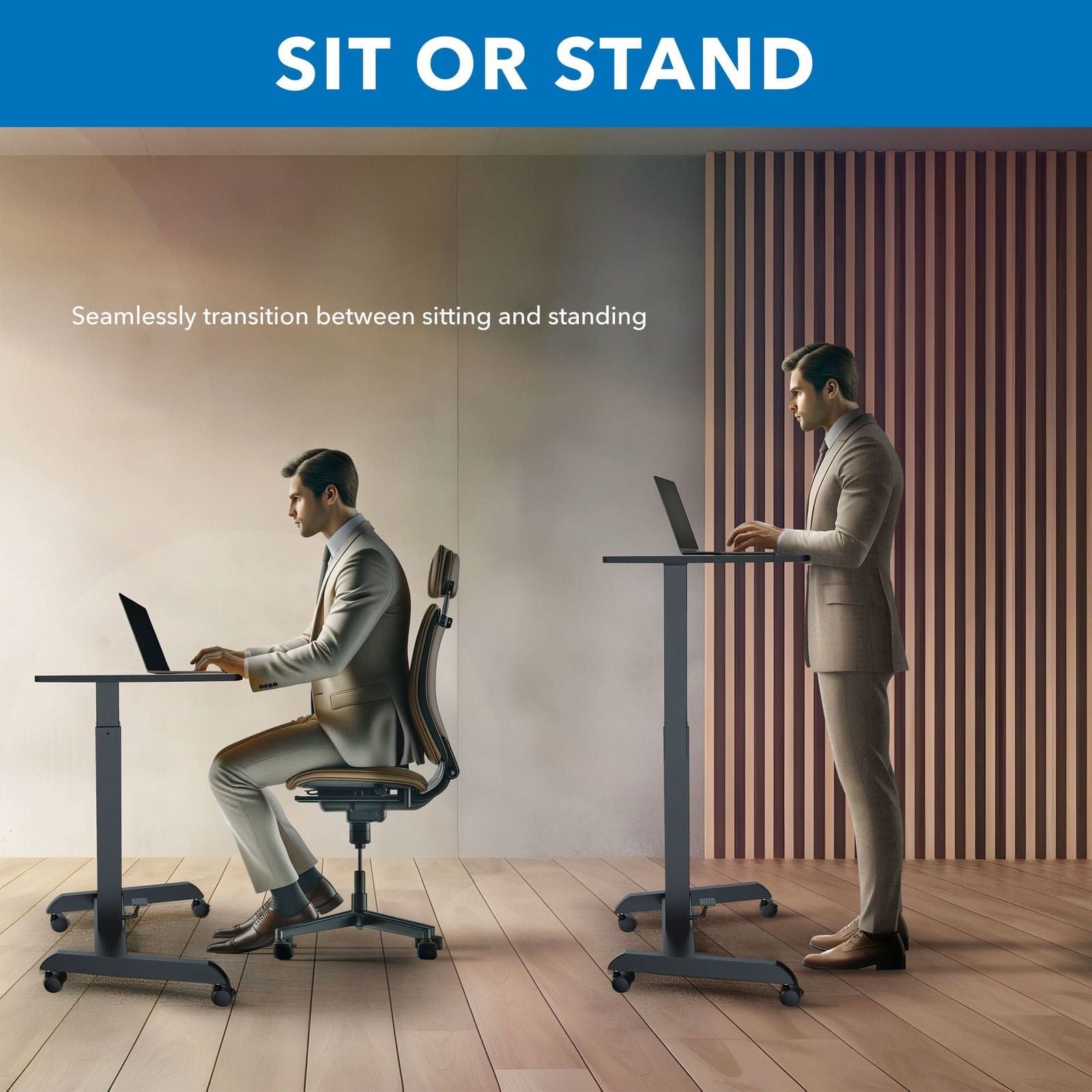 Mount-It! Height Adjustable Rolling Laptop Desk | MI-7997BLK - Thumbnail 5