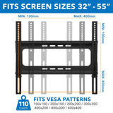 TV Stand - Height Adjustable TV Floor Stand with Mount | 2 Tempered Glass Shelves - Mount-It! - MI-1860