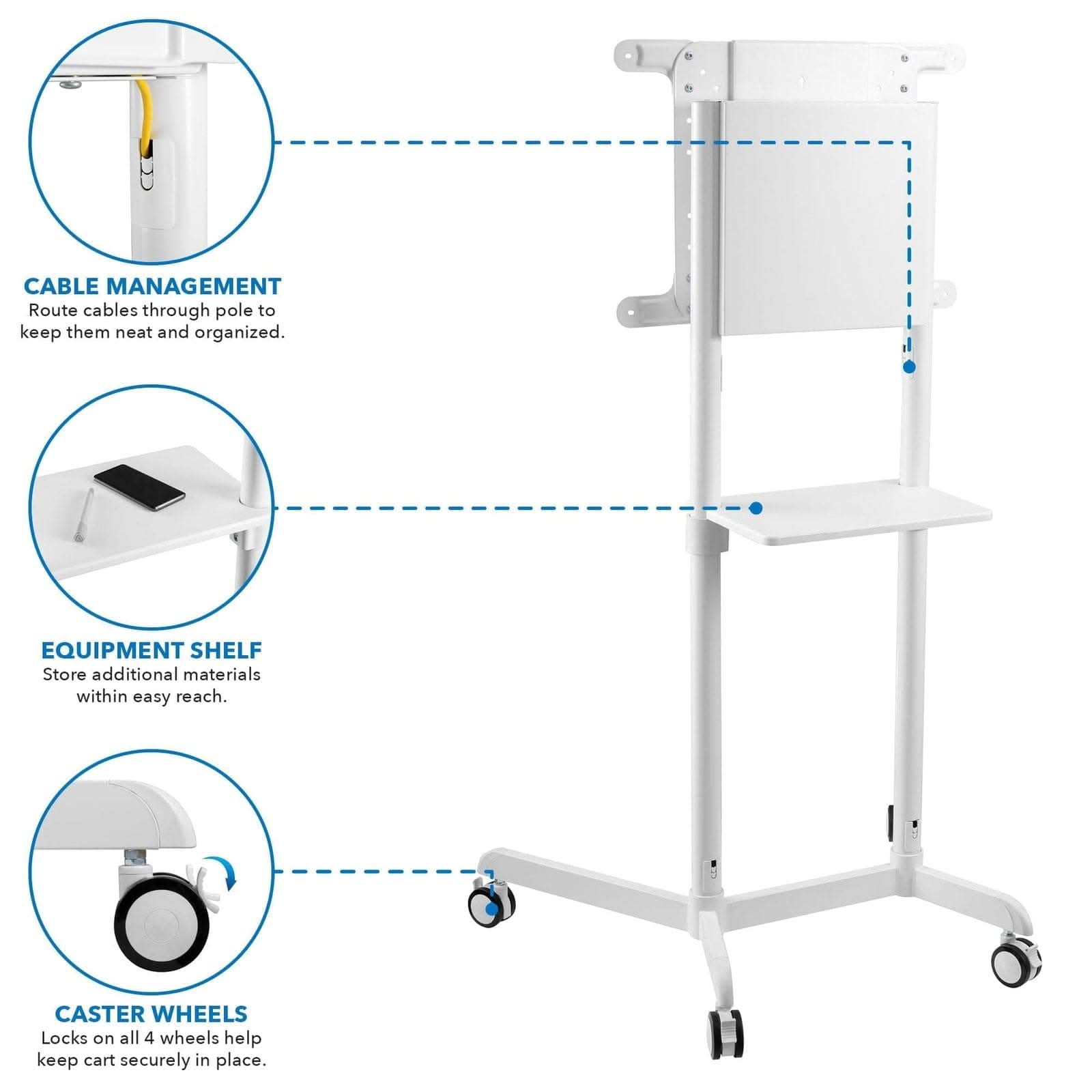 Mount-It! Interactive Display Stand Mobile TV Flip Cart with Accessory Shelf - Thumbnail 4