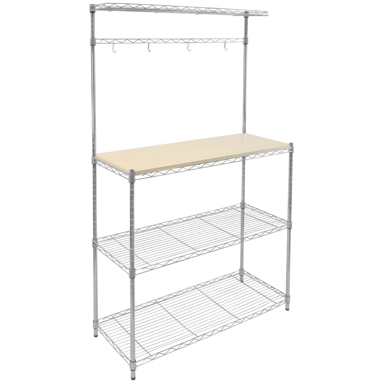 Mount-It! Kitchen Baker's Rack with Wood Table and Storage
