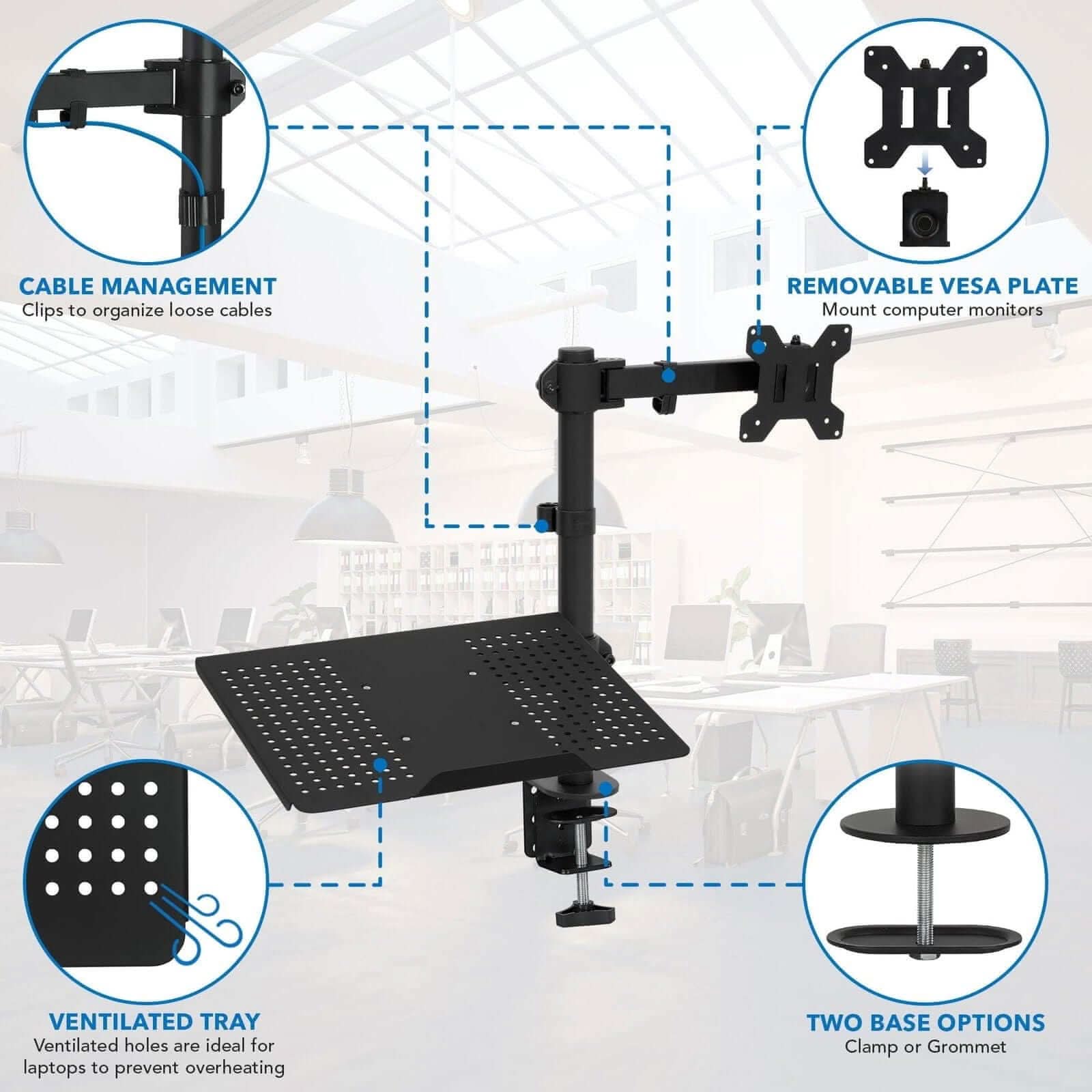 Mount-It! Laptop and Monitor Desk Mount MI-4352LTMN - Thumbnail 3