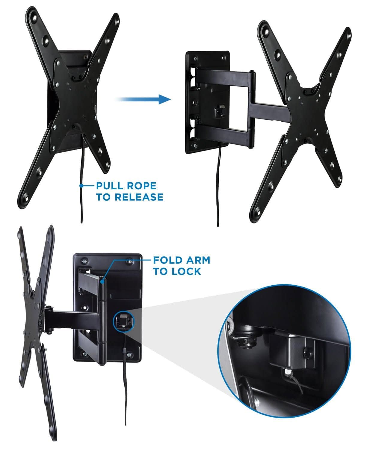 Mount-It! Locking RV and Trailer TV Wall Mount with Detachable Bracket - Thumbnail 3