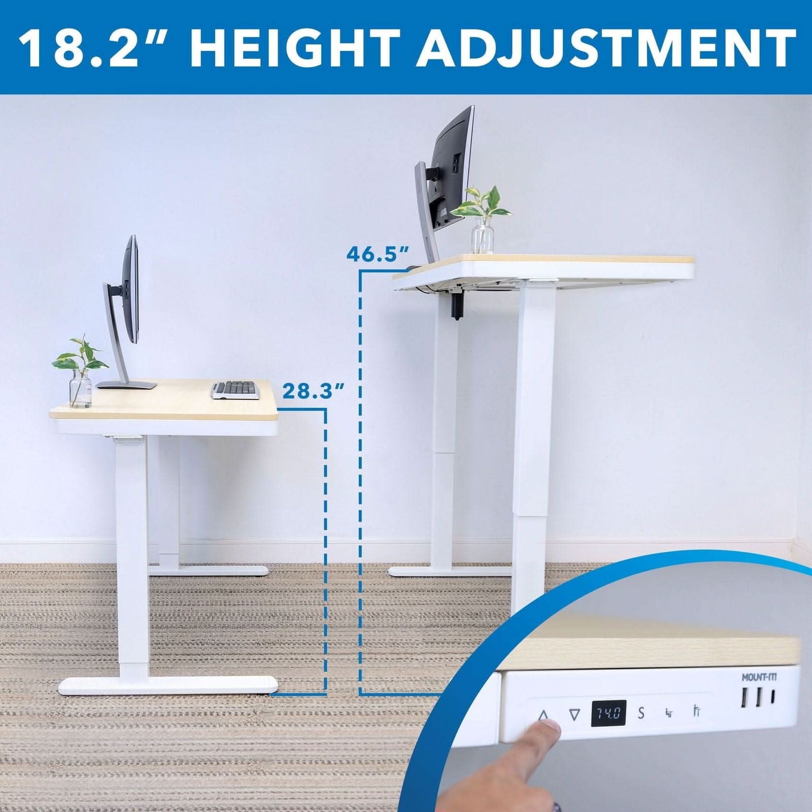 Mount-It! Compact Height Adjustable Sit-Stand Desk with Drawer | MI-15004 - Thumbnail 2