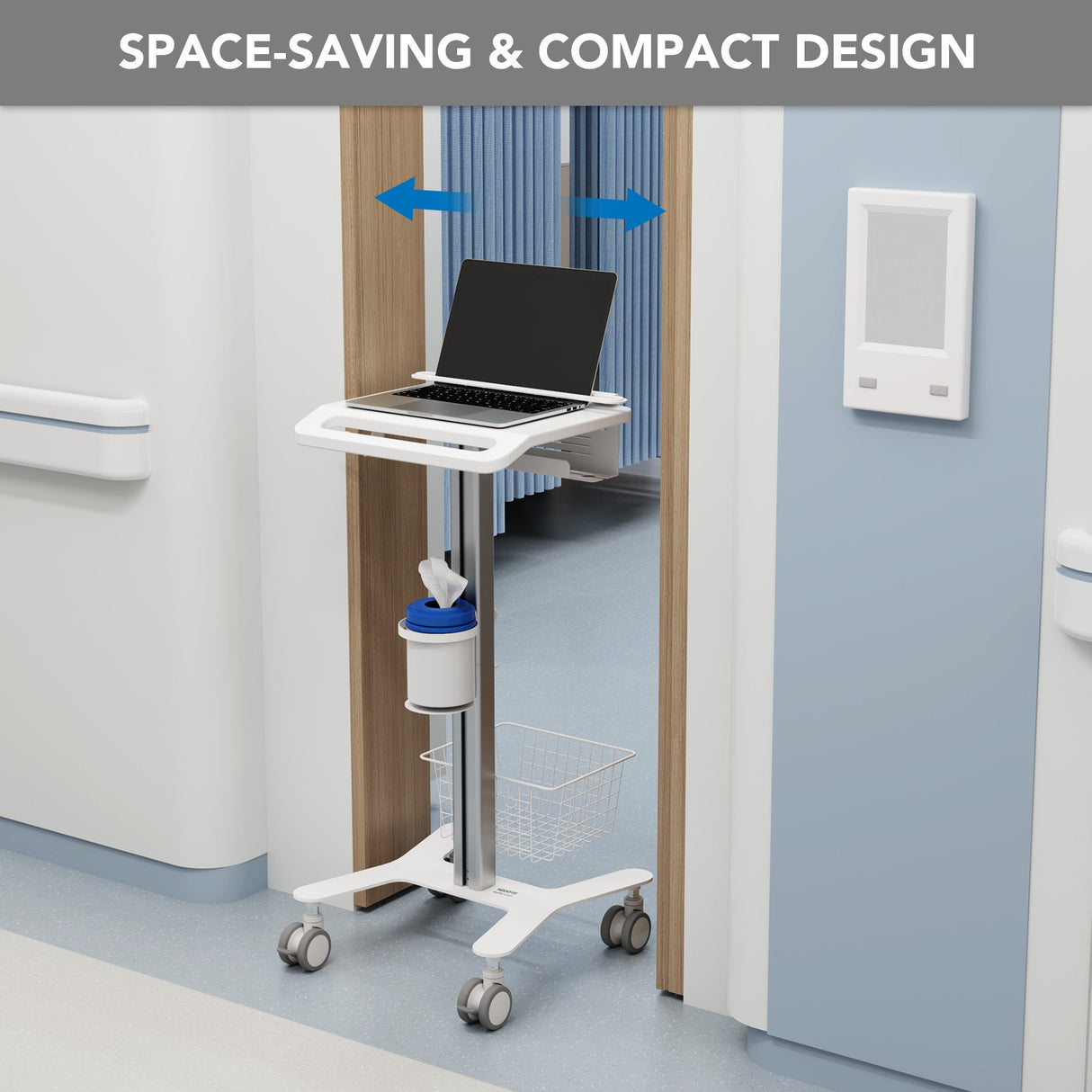 Mobile Standing Desk - MedHub Laptop Cart with Security Bar - Mount-It! - MI-16029