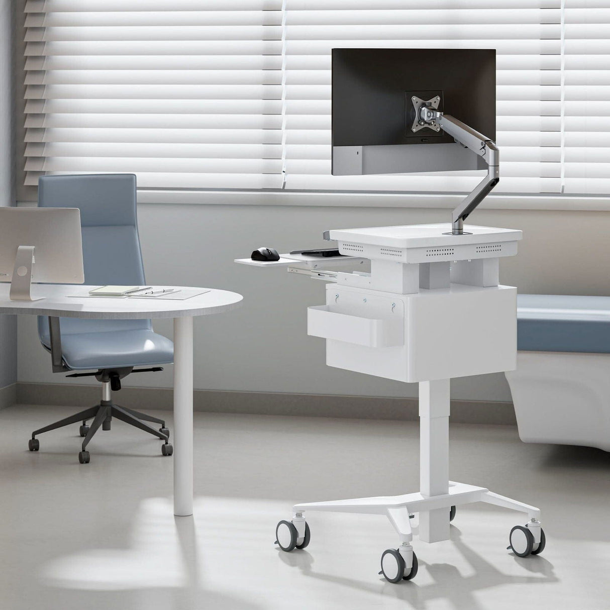 - MedHub Mobile Workstation with Drawers and Monitor Arm - Mount-It! - MI-16026