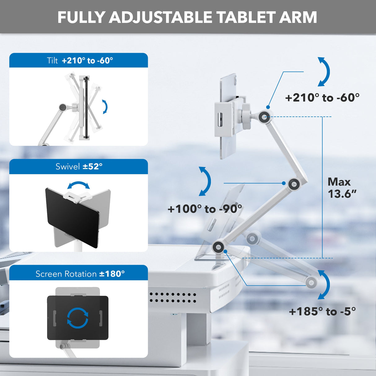 - MedHub Mobile Workstation with Drawers and Tablet Arm - Mount-It! - MI-16028