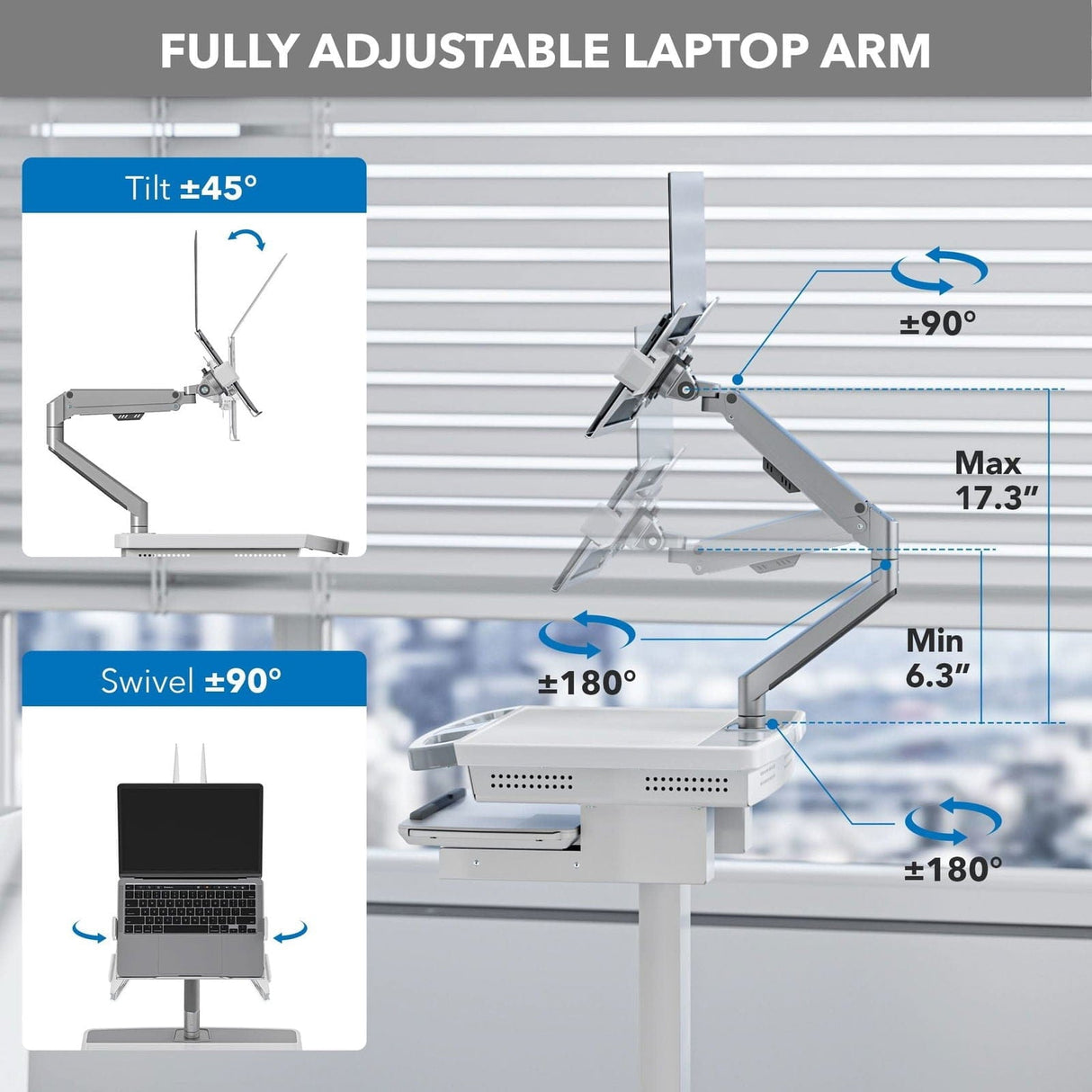 - MedHub Mobile Workstation with Laptop Arm - Mount-It! - MI-16017