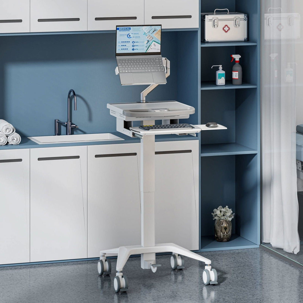 - MedHub Mobile Workstation with Laptop Arm - Mount-It! - MI-16017