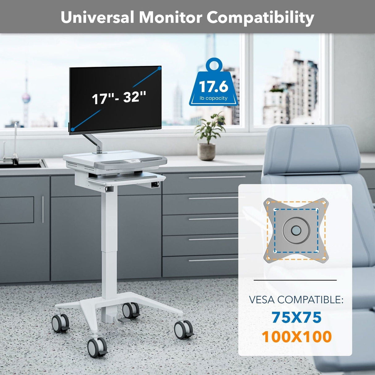 - MedHub Mobile Workstation with Monitor Arm - Mount-It! - MI-16016