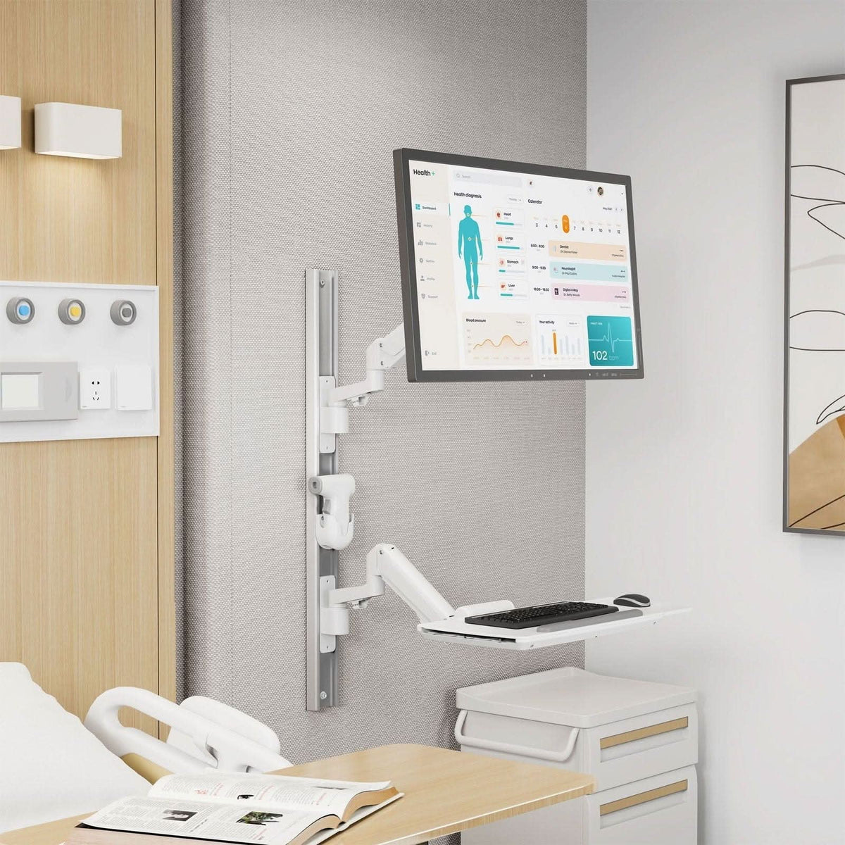 Wall Doc MedHub Wall Workstation with Wall Track - Mount-It!