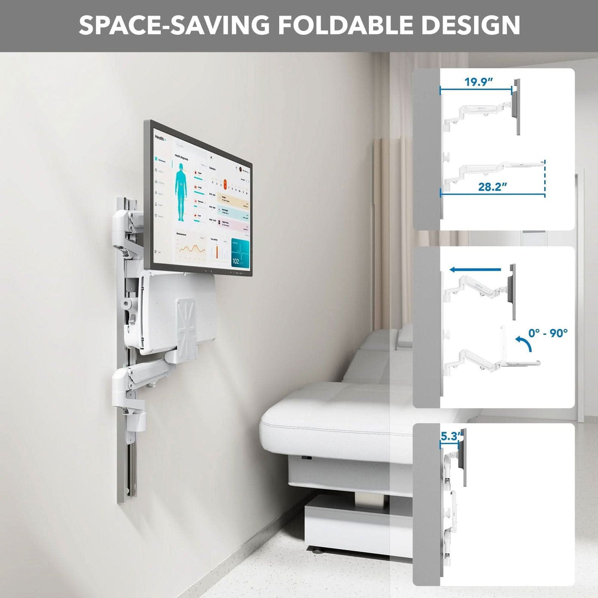 Wall Doc MedHub Wall Workstation with Wall Track - Mount-It!