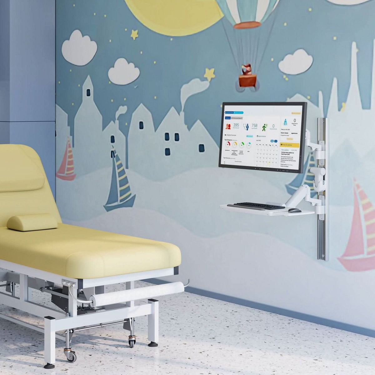 Wall Doc MedHub Wall Workstation with Wall Track - Mount-It!