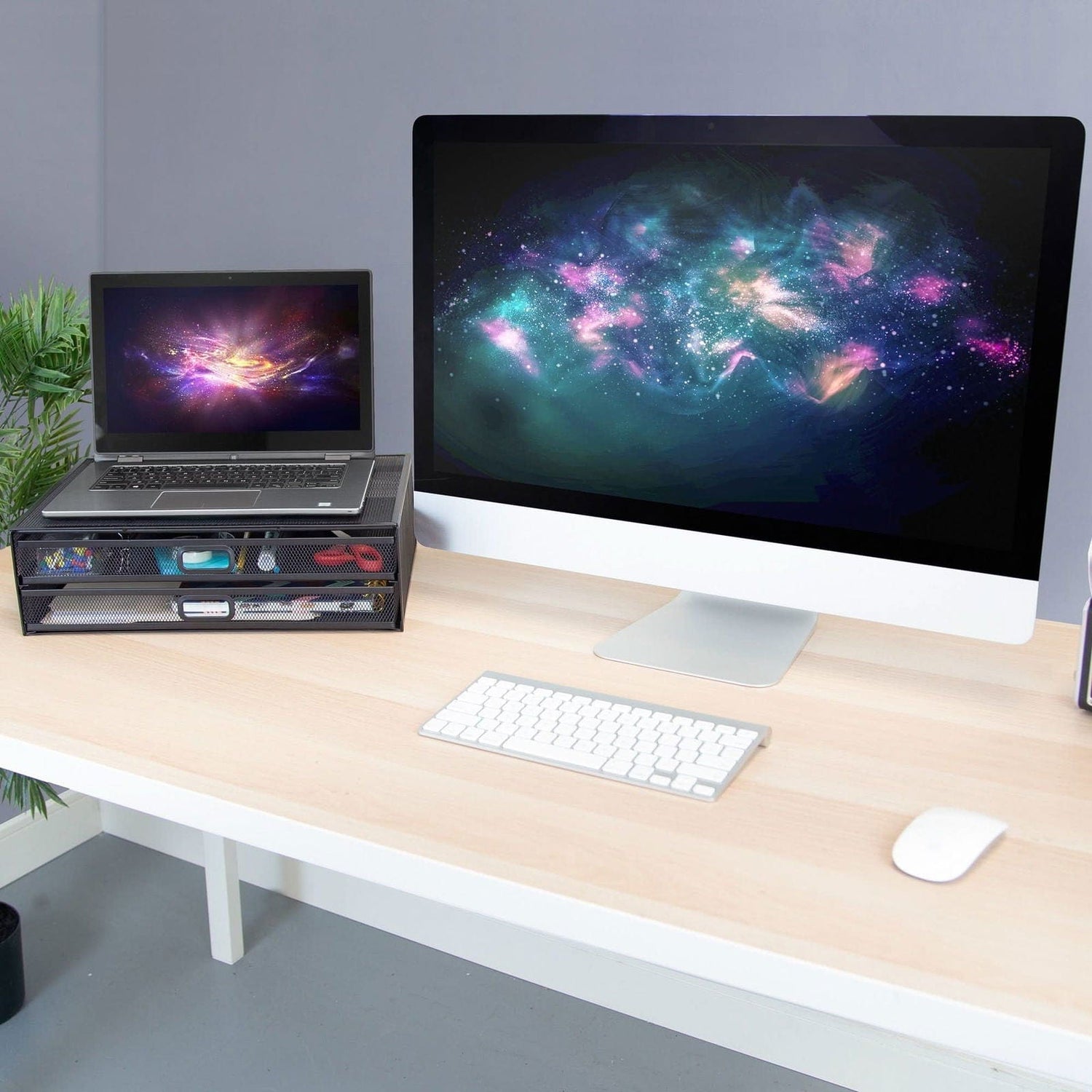 Mesh Computer Monitor Stand W/ Two Drawers – MI-7365 – Mount-It!