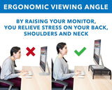 Monitor Risers - Metal Mesh Computer Monitor Stand and Riser with Pullout Drawer - Mount-It! - MI-7366