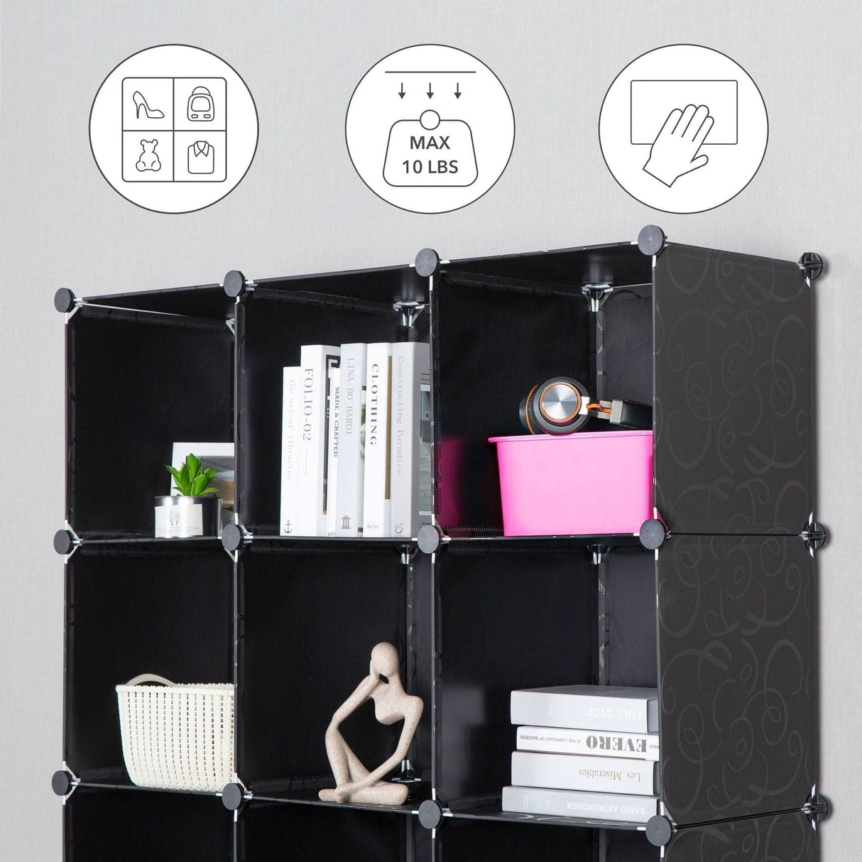 Storage - Modular Wardrobe Storage Organizer - 12 Cubes - Mount-It! - WI-4030XL