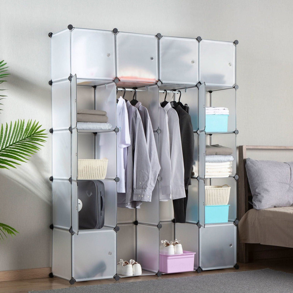 Storage - Modular Wardrobe Storage Organizer - 20 Cubes - Mount-It! - WI-4031XL