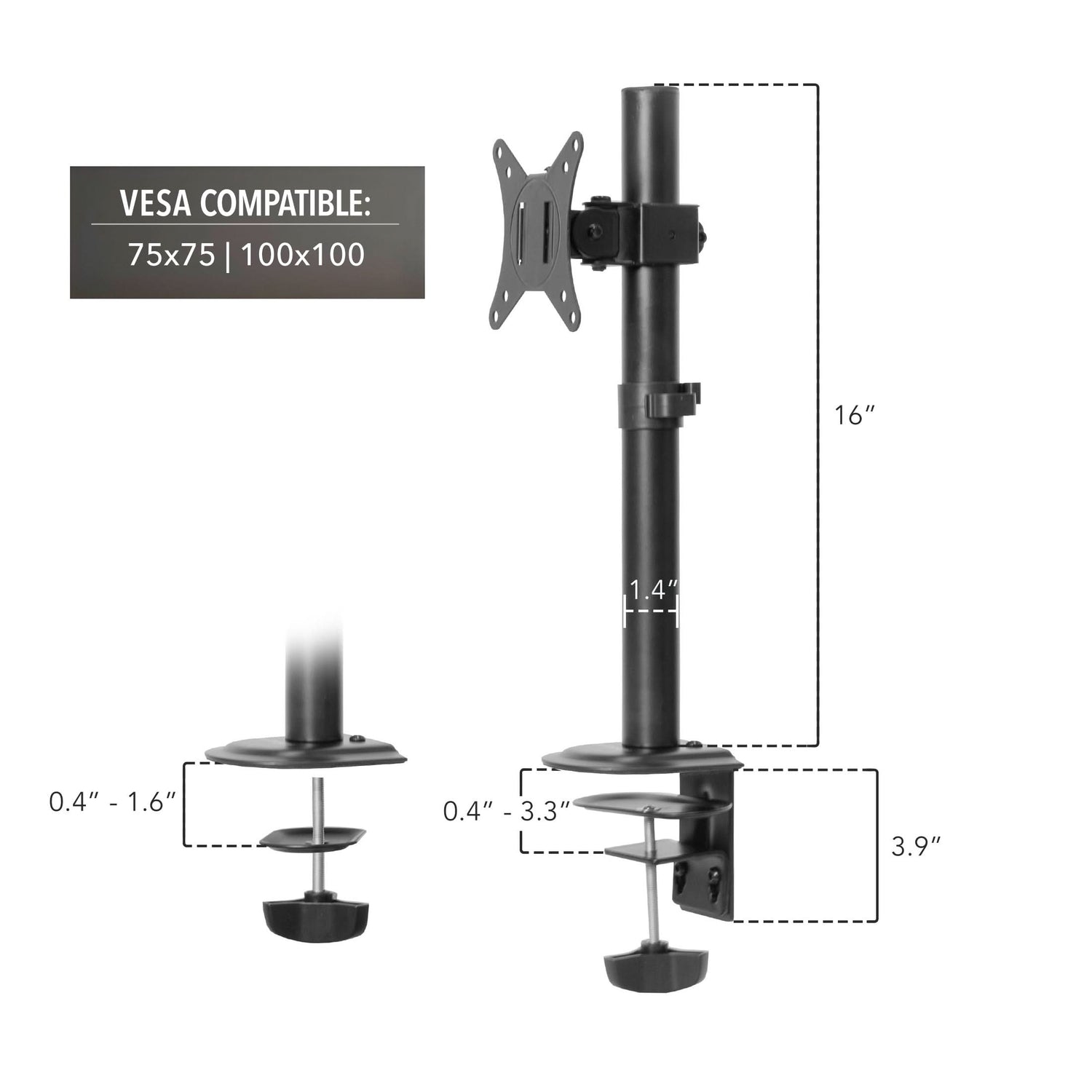 Monitor Desk Mount Black