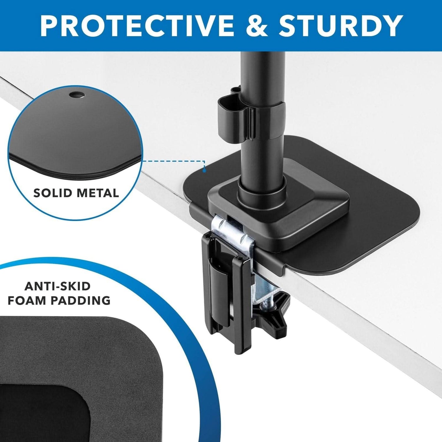 Monitor arm desk reinforcement metal plate installation