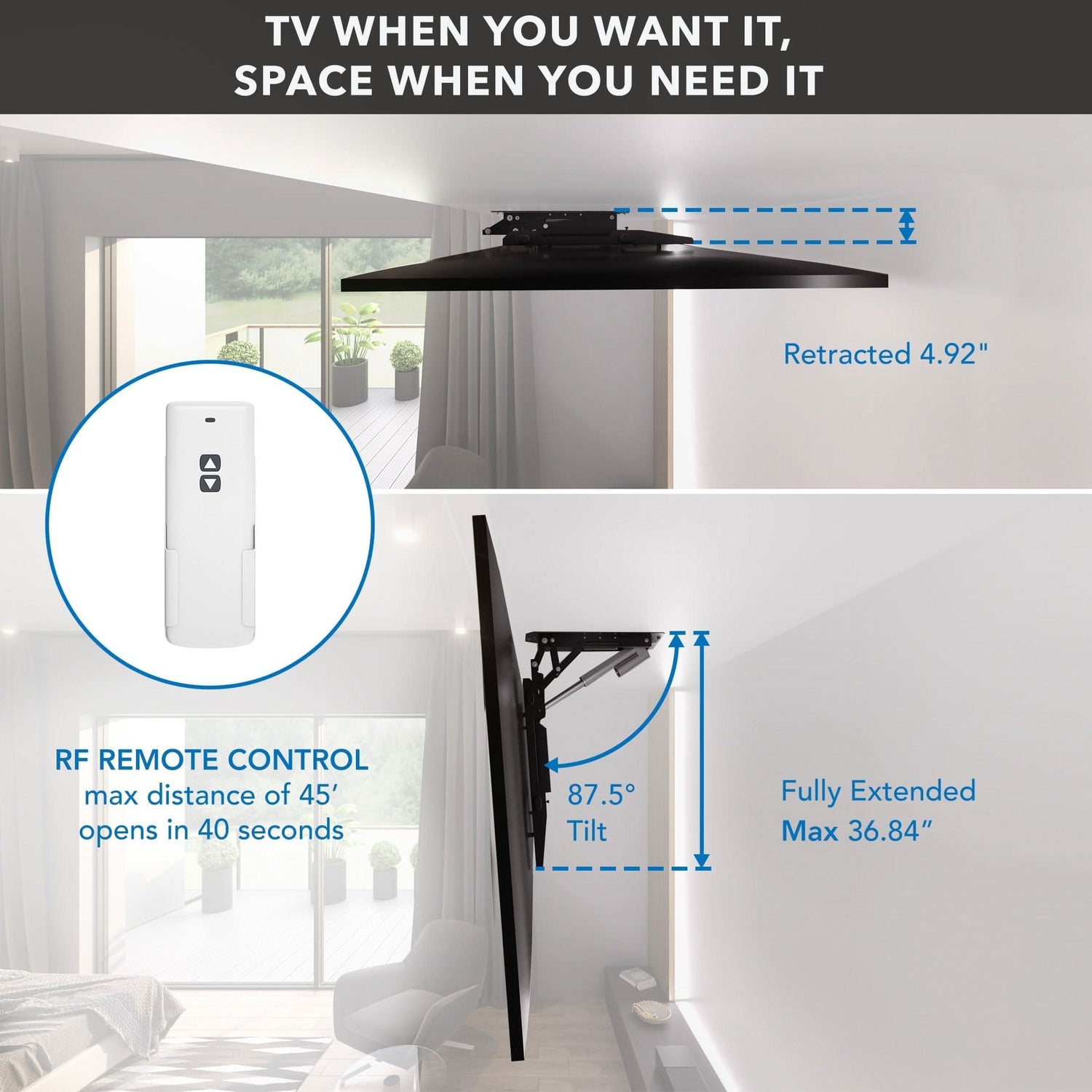 Motorized Ceiling TV Mount for 50–90