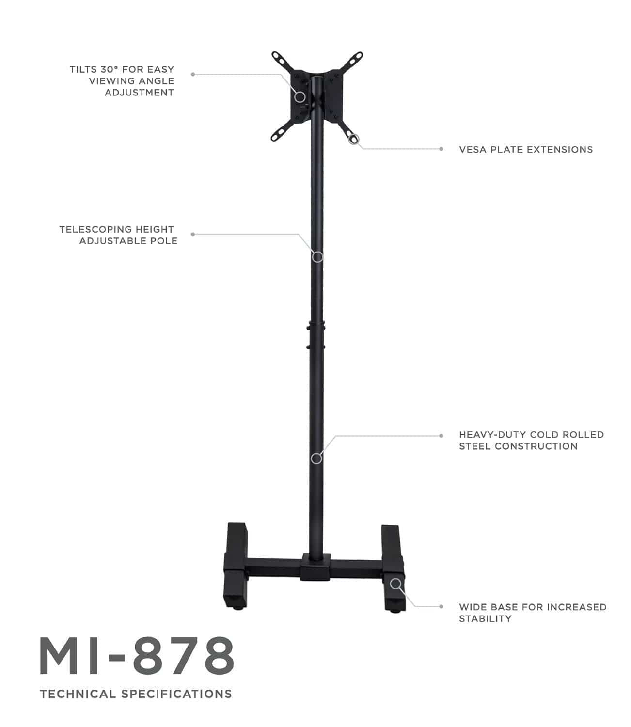 Mount-It! Portable TV Floor Stand MI-878 - Thumbnail 2